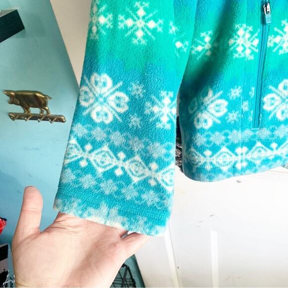T by Talbots Colorful Snowflake Zip Front Long Sleeve Fleece Jacket Size XL - Picture 5 of 10